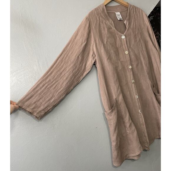 Match Point USA Tunic Top Size Medium 100% Linen Lagenlook Neutral Minimalist - Picture 2 of 8